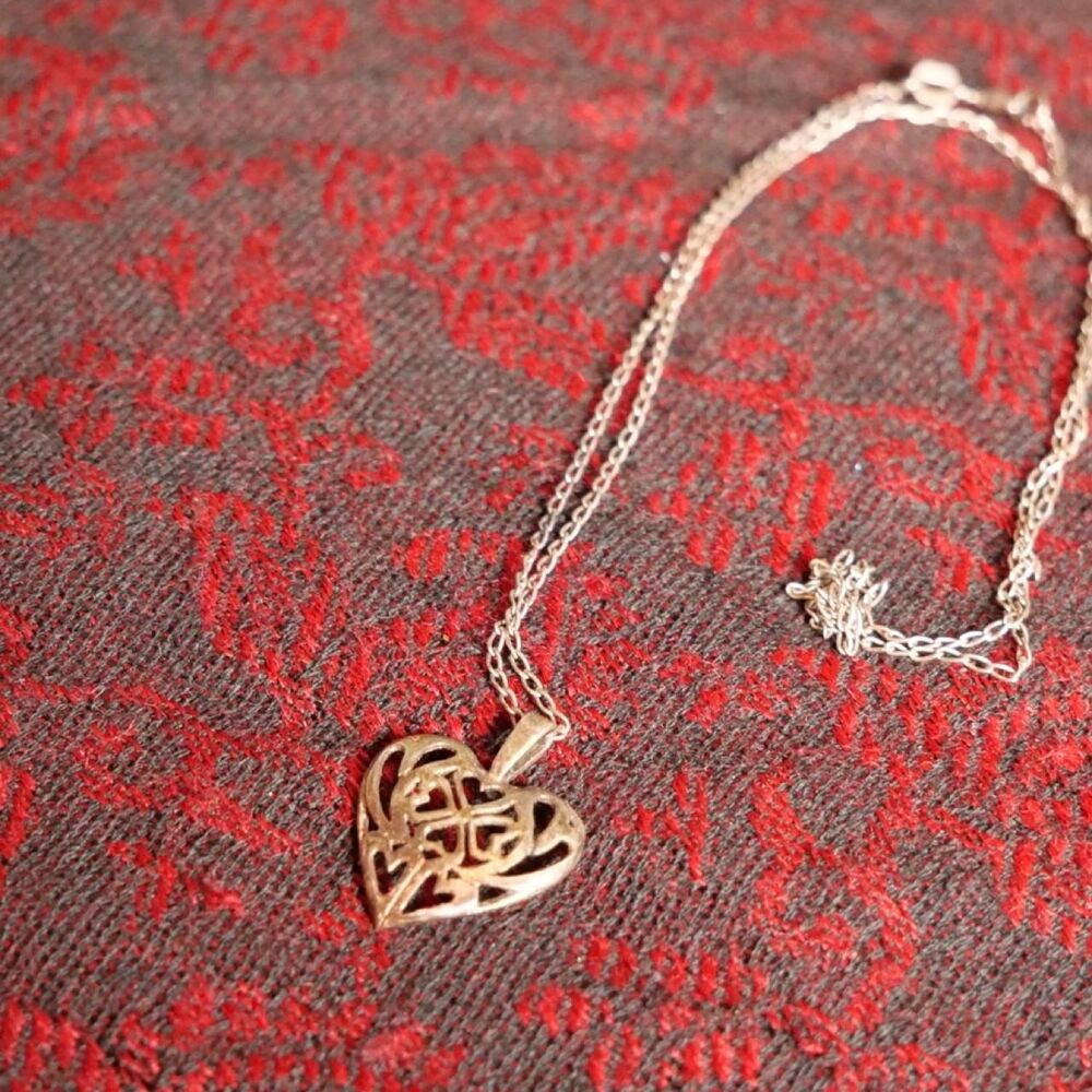 925 sterling silver openwork heart pendant on a fine chain